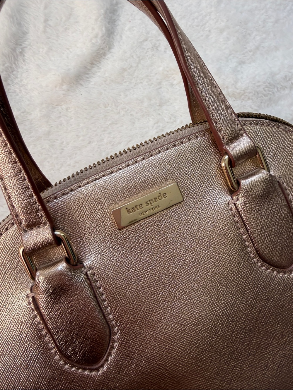 kate spade Metallic Rose Gold Saffiano Satchel